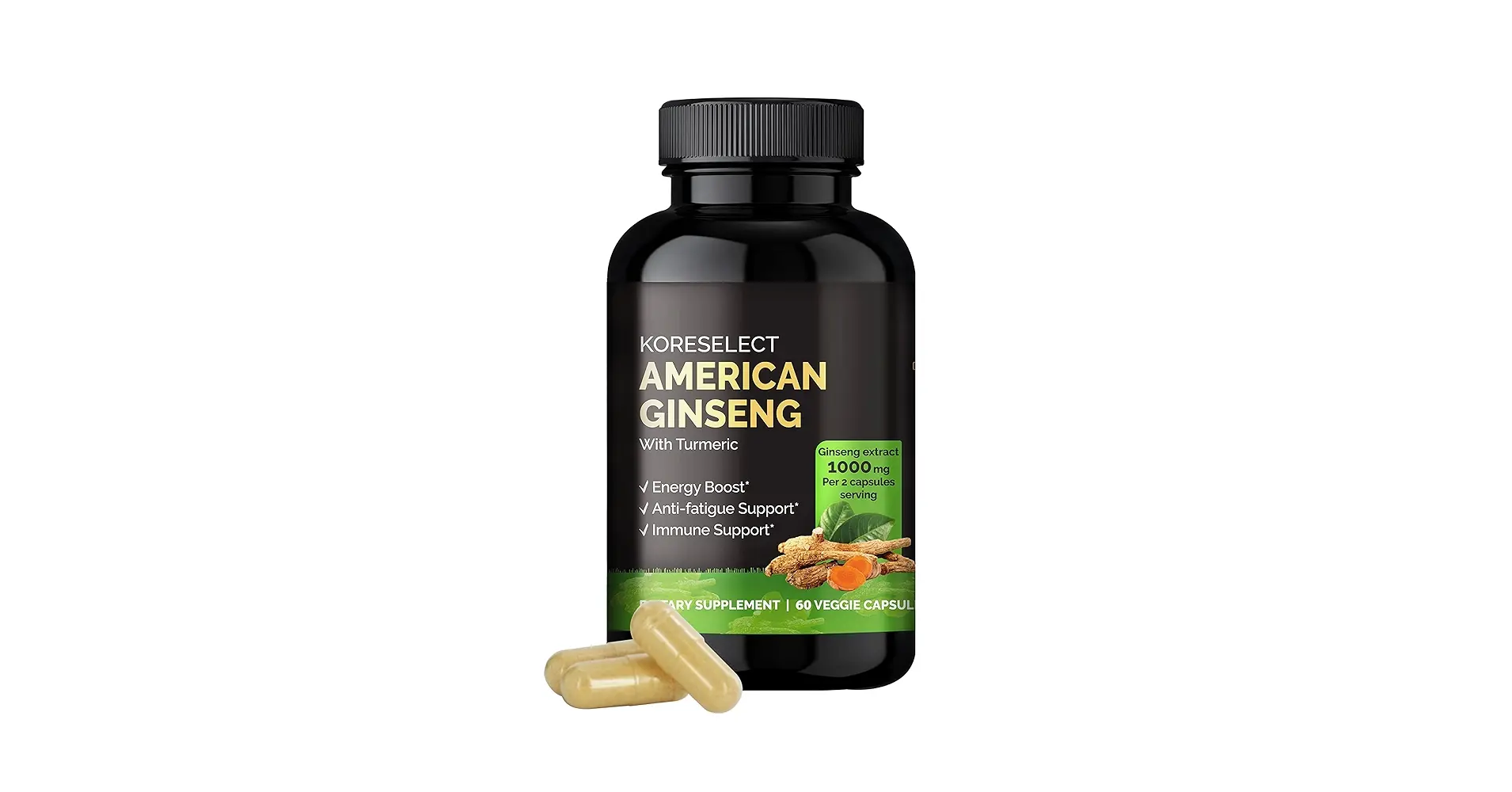 Koreselect American Ginseng with Turmeric – Energy, Anti-Fatigue & Immune Support