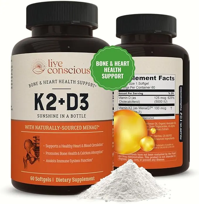 Live Conscious K2 + D3 – Bone, Heart & Immune Health Support