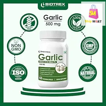 Biotrex Garlic 500mg Supplement, Supports Heart Health