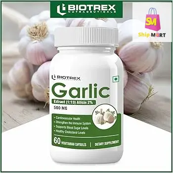 Biotrex Garlic Extract 500mg Capsules, For Cardiovascular Health