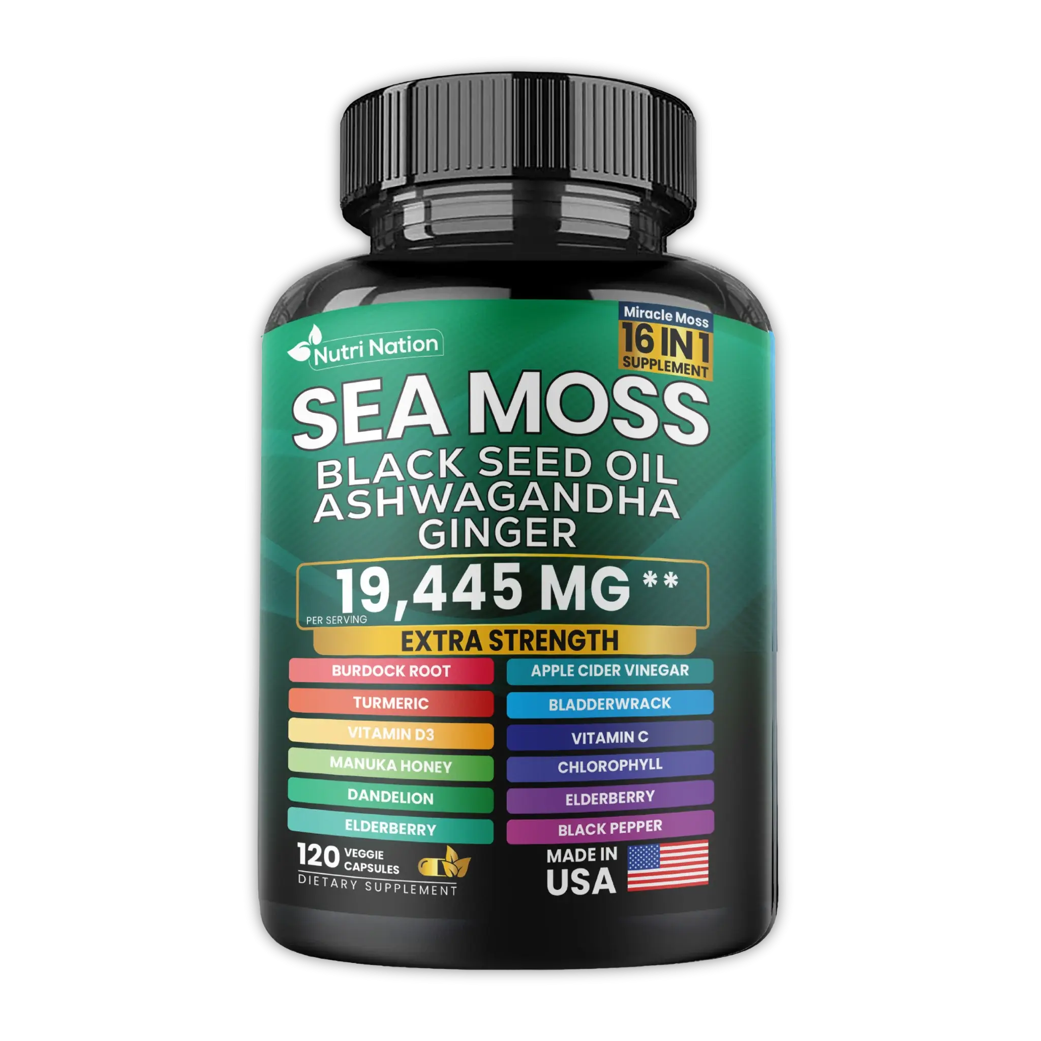 Fearathe Sea Moss Black Seed Oil Ashwagandha Turmeric Supplement