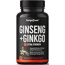 Natgrown Ginseng+ Ginkgo Supplement, Boosts Energy