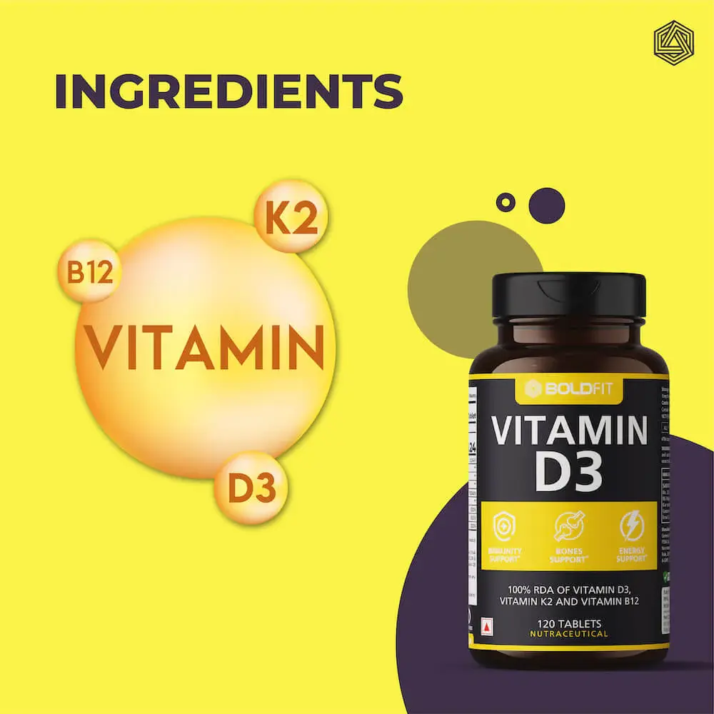 Boldfit Vitamin D3 + K2 + B12 Supplement